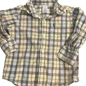Carters 2T Toddler Boys Plaid Button Down Shirt‎ Long Sleeve Casual Top
